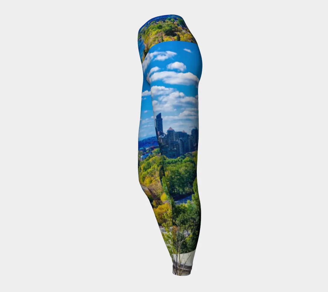 Women's Yoga Leggings - Bow River Peace Bridge McHugh Bluff Fall HDR