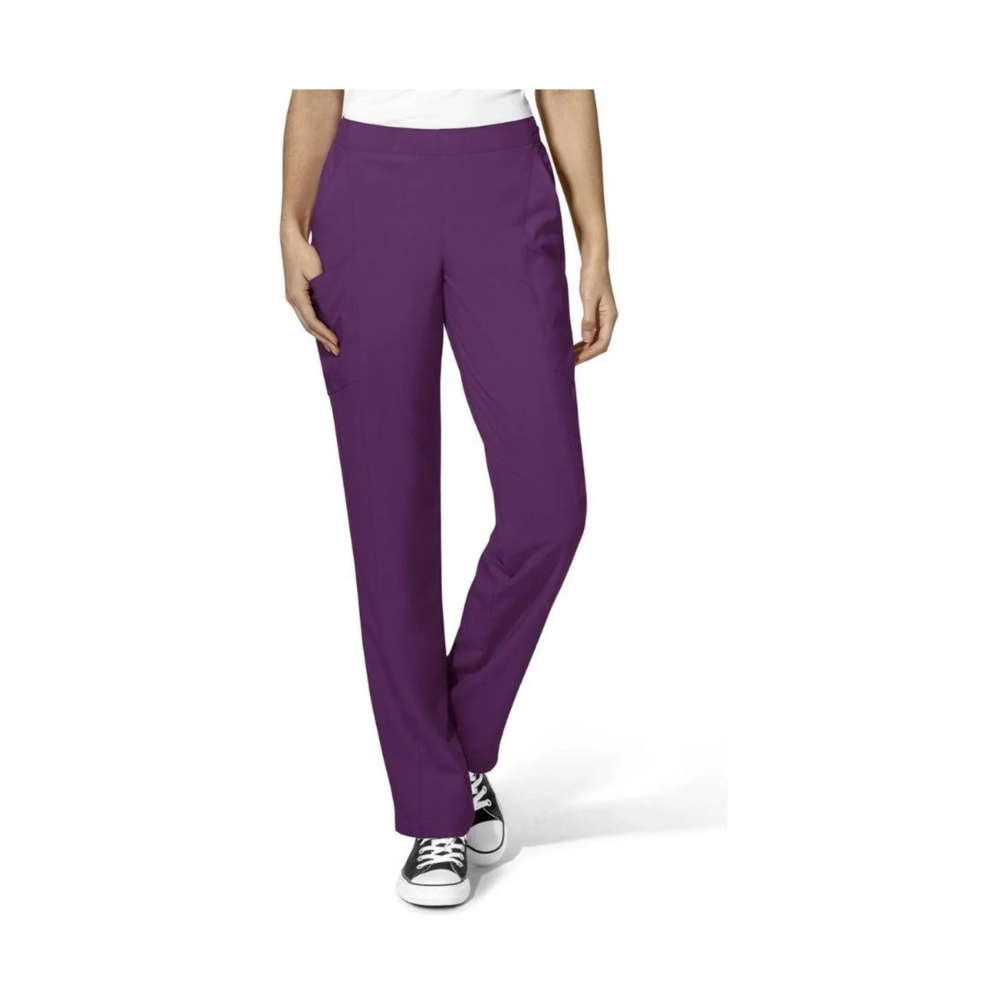 WonderWink Women's Flat Front Cargo Scrub Pant - Eggplant