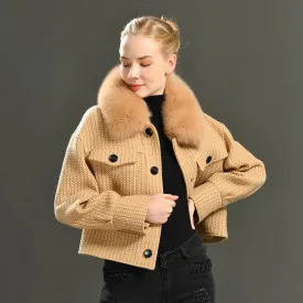 Woolen Fur Collar Thick Jacket Women Overcoat