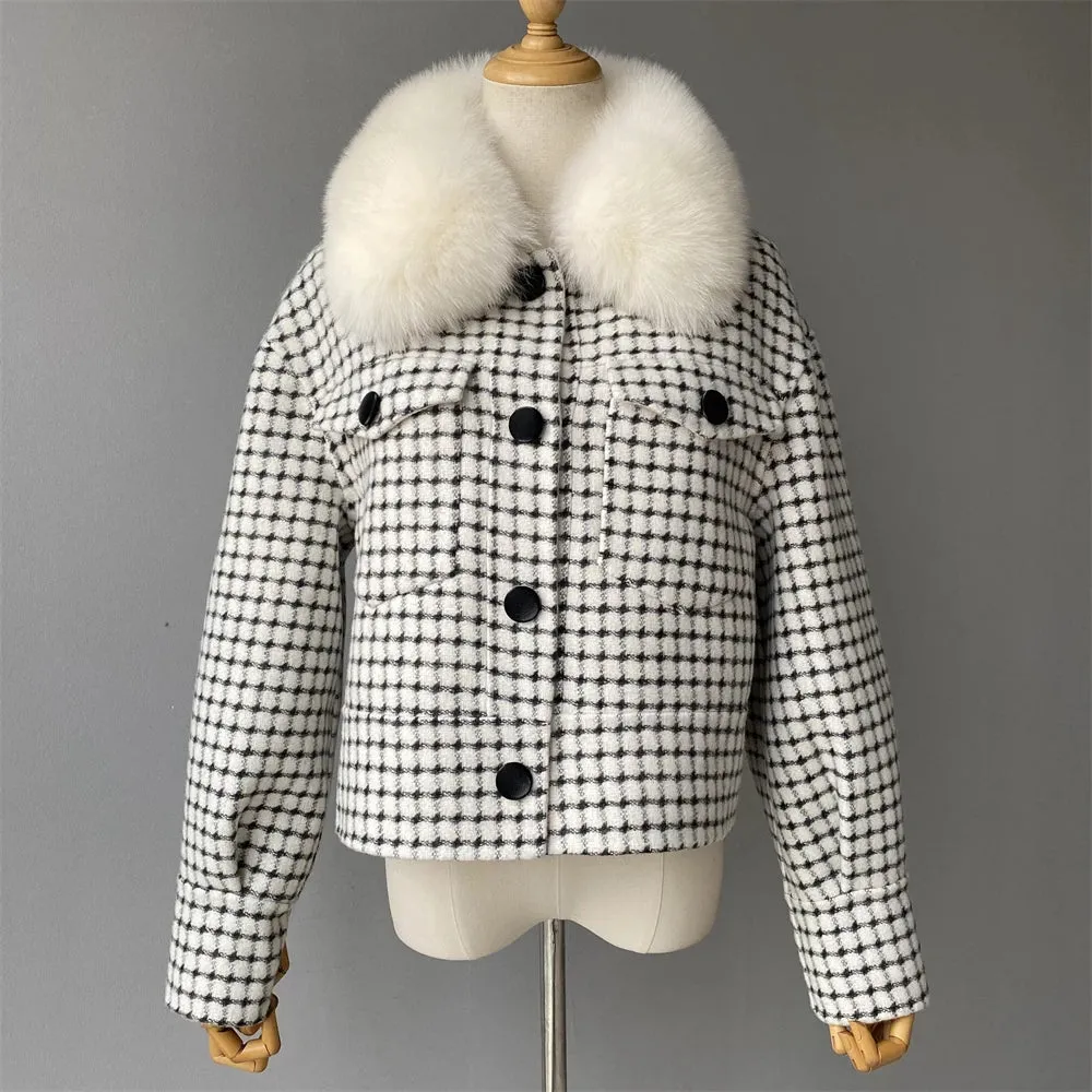 Woolen Fur Collar Thick Jacket Women Overcoat