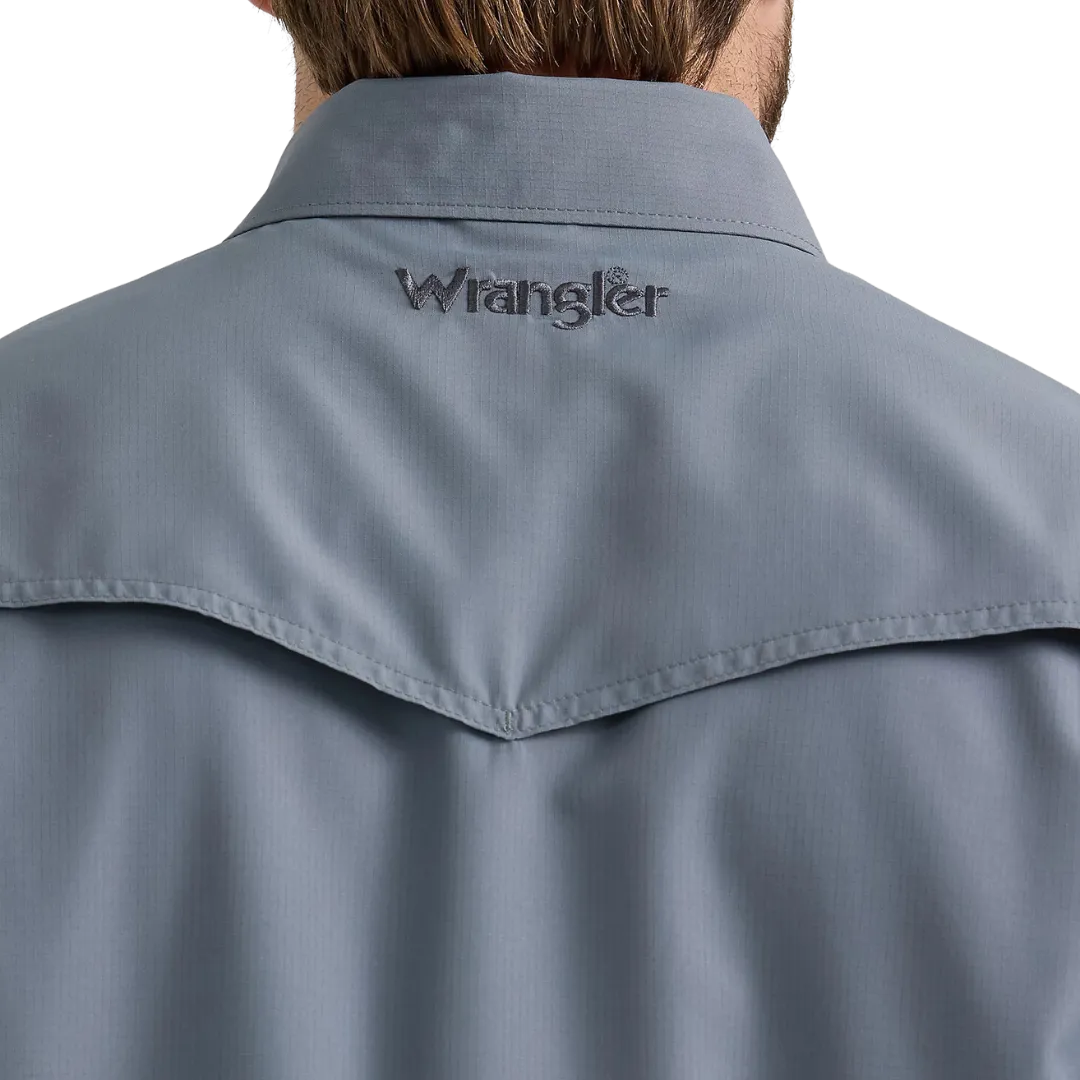 Wrangler Men's Men's Performance Snap Long Sleeve Solid Flint Grey Shirt