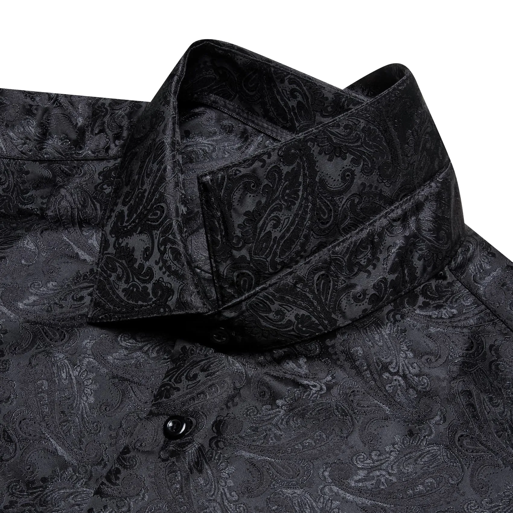 YourTies Black Long Sleeve Shirt Jacquard Floral Men's Dress Shirt